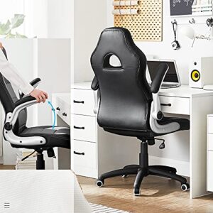 SONGMICS OBG28G Fauteuil Gamer Racing Noir Blanc Gris, Chaise e-Sport Réglable