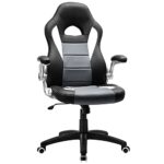 SONGMICS OBG28G Fauteuil Gamer Racing Noir Blanc Gris, Chaise e-Sport Réglable