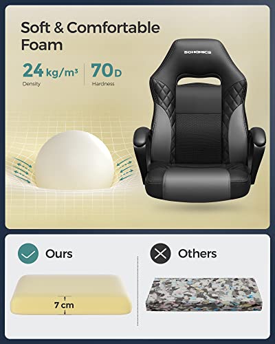 Fauteuil Gamer SONGMICS OBG38BG Noir Gris Fauteuil gamer ergonomique SONGMICS OBG38BG noir gris, coussin rembourré 7cm, jusqu'à 150kg.