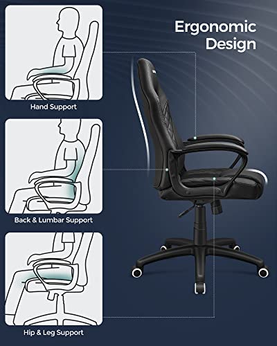 SONGMICS OBG38BK : Fauteuil Gamer Ergonomique Noir pour Bureau et Détente