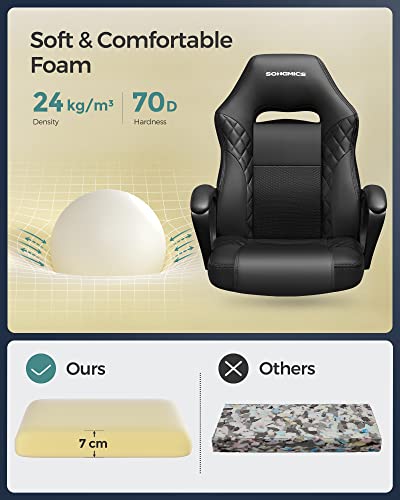 SONGMICS OBG38BK : Fauteuil Gamer Ergonomique Noir pour Bureau et Détente