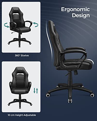 SONGMICS OBG38BK : Fauteuil Gamer Ergonomique Noir pour Bureau et Détente