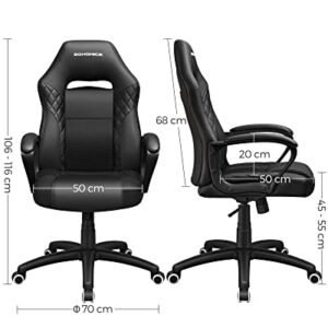 SONGMICS OBG38BK : Fauteuil Gamer Ergonomique Noir pour Bureau et Détente