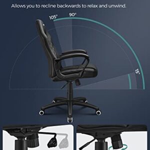 SONGMICS OBG38BK : Fauteuil Gamer Ergonomique Noir pour Bureau et Détente
