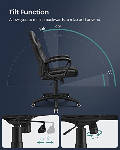 SONGMICS OBG38BK : Fauteuil Gamer Ergonomique Noir pour Bureau et Détente