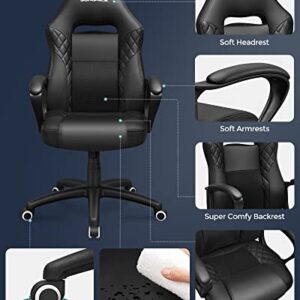 SONGMICS OBG38BK : Fauteuil Gamer Ergonomique Noir pour Bureau et Détente