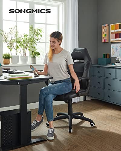 SONGMICS OBG38BK : Fauteuil Gamer Ergonomique Noir pour Bureau et Détente