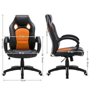 SONGMICS OBG56BO : Fauteuil de Bureau Gamer Réglable Noir-Orange