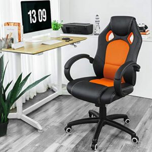 SONGMICS OBG56BO : Fauteuil de Bureau Gamer Réglable Noir-Orange