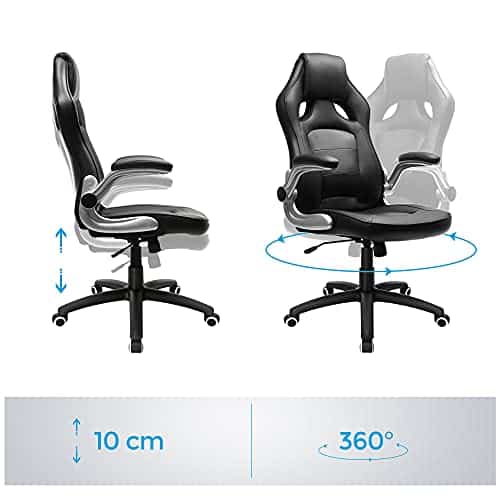 SONGMICS OBG62B Chaise de bureau ergonomique noire, pivotante et inclinable