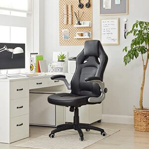 SONGMICS OBG62B Chaise de bureau ergonomique noire, pivotante et inclinable