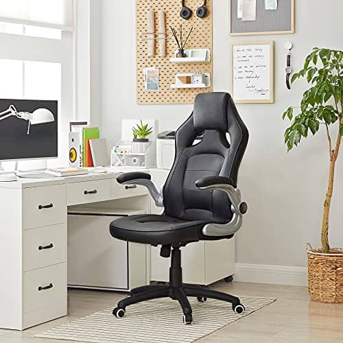 SONGMICS OBG62B Chaise de bureau ergonomique noire, pivotante et inclinable