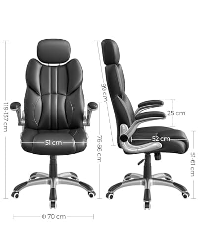 SONGMICS OBG65BK : Chaise de Bureau Ergonomique Gamer Noir d’Encre