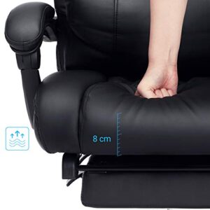SONGMICS OBG71B : Fauteuil de bureau noir avec repose-pied pliable