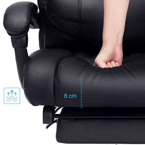 SONGMICS OBG71B : Fauteuil de bureau noir avec repose-pied pliable