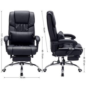 SONGMICS OBG71B : Fauteuil de bureau noir avec repose-pied pliable