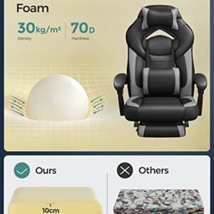 SONGMICS OBG77BG : Fauteuil Gamer Ergonomique avec Repose-Pieds et Support Lombaire