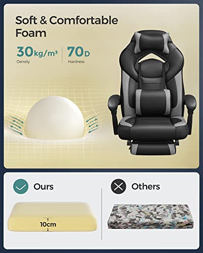 SONGMICS OBG77BG : Fauteuil Gamer Ergonomique avec Repose-Pieds et Support Lombaire