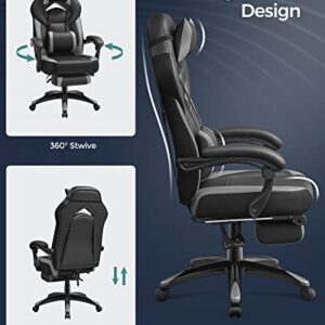 SONGMICS OBG77BG : Fauteuil Gamer Ergonomique avec Repose-Pieds et Support Lombaire
