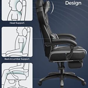 SONGMICS OBG77BG : Fauteuil Gamer Ergonomique avec Repose-Pieds et Support Lombaire