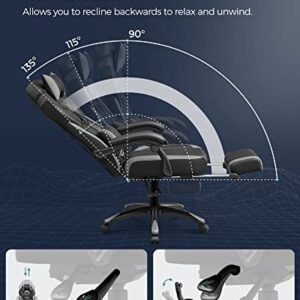 SONGMICS OBG77BG : Fauteuil Gamer Ergonomique avec Repose-Pieds et Support Lombaire