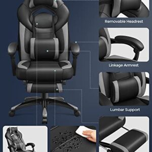 SONGMICS OBG77BG : Fauteuil Gamer Ergonomique avec Repose-Pieds et Support Lombaire