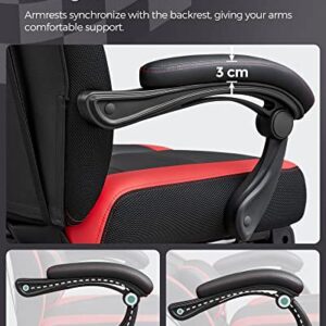 SONGMICS OBG77BR : Fauteuil gamer ergonomique rouge et noir avec repose-pieds