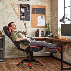SONGMICS OBG77BR : Fauteuil gamer ergonomique rouge et noir avec repose-pieds