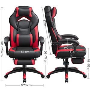 SONGMICS OBG77BR : Fauteuil gamer ergonomique rouge et noir avec repose-pieds