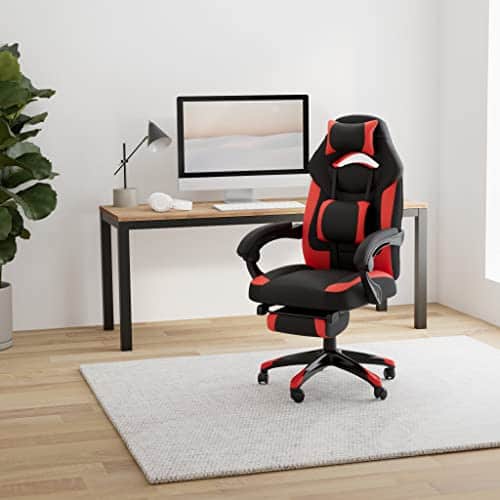 SONGMICS OBG77BR : Fauteuil gamer ergonomique rouge et noir avec repose-pieds