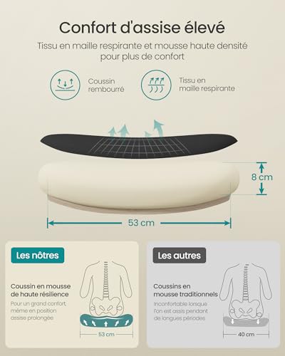 SONGMICS OBN047B01 : Chaise Bureau Ergonomique avec Support Lombaire et Appui-tête