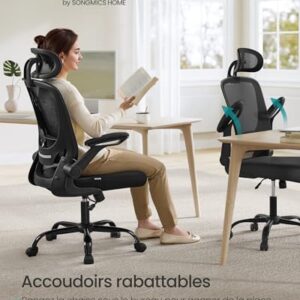SONGMICS OBN047B01 : Chaise Bureau Ergonomique avec Support Lombaire et Appui-tête