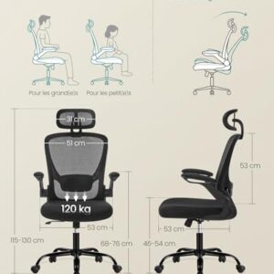 SONGMICS OBN047B01 : Chaise Bureau Ergonomique avec Support Lombaire et Appui-tête