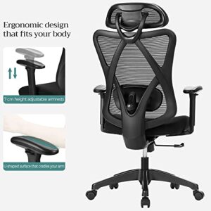 SONGMICS OBN063B01 : Chaise de Bureau Ergonomique avec Support Lombaire et Appui-Tête