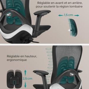 SONGMICS OBN065B01 : Fauteuil Ergonomique Noir d’Encre Réglable 150 kg
