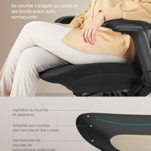 SONGMICS OBN065B01 : Fauteuil Ergonomique Noir d’Encre Réglable 150 kg