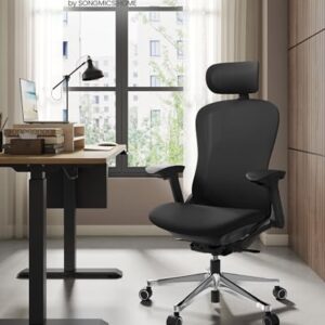 SONGMICS OBN065B01 : Fauteuil Ergonomique Noir d’Encre Réglable 150 kg