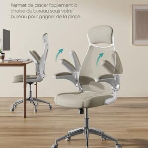 SONGMICS OBN086K01 : Chaise de Bureau Pivotante avec Accoudoirs et Support Lombaire