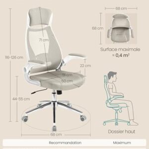 SONGMICS OBN086K01 : Chaise de Bureau Pivotante avec Accoudoirs et Support Lombaire