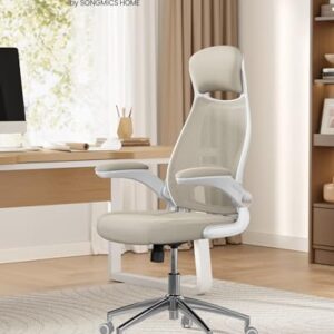 SONGMICS OBN086K01 : Chaise de Bureau Pivotante avec Accoudoirs et Support Lombaire