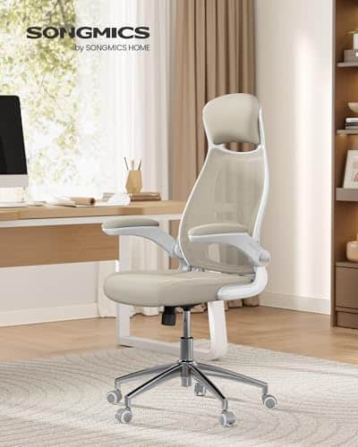 SONGMICS OBN086K01 : Chaise de Bureau Pivotante avec Accoudoirs et Support Lombaire