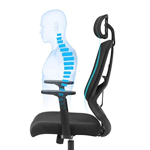 SONGMICS OBN53BK : Fauteuil de Bureau Ergonomique avec Appui-tête et Accoudoirs