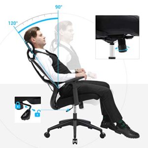 SONGMICS OBN53BK : Fauteuil de Bureau Ergonomique avec Appui-tête et Accoudoirs
