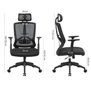 SONGMICS OBN53BK : Fauteuil de Bureau Ergonomique avec Appui-tête et Accoudoirs