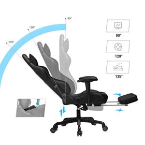 SONGMICS RCG52BK Fauteuil Gamer Ergonomique avec Repose-Pieds et Dossier Haut