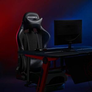 SONGMICS RCG52BK Fauteuil Gamer Ergonomique avec Repose-Pieds et Dossier Haut