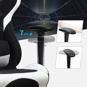 SONGMICS RCG52BW : Fauteuil Gamer Ergonomique Noir et Blanc avec Repose-Pieds