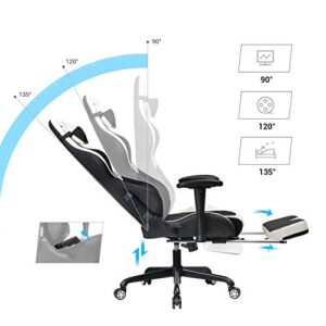 SONGMICS RCG52BW : Fauteuil Gamer Ergonomique Noir et Blanc avec Repose-Pieds