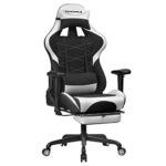 SONGMICS RCG52BW : Fauteuil Gamer Ergonomique Noir et Blanc avec Repose-Pieds