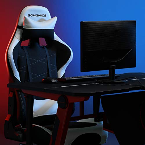 SONGMICS RCG52BW : Fauteuil Gamer Ergonomique Noir et Blanc avec Repose-Pieds